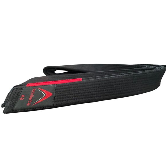 Athllete A2 Black Jiu-Jitsu Belt With Red Rank Bar - Picture 4 of 13